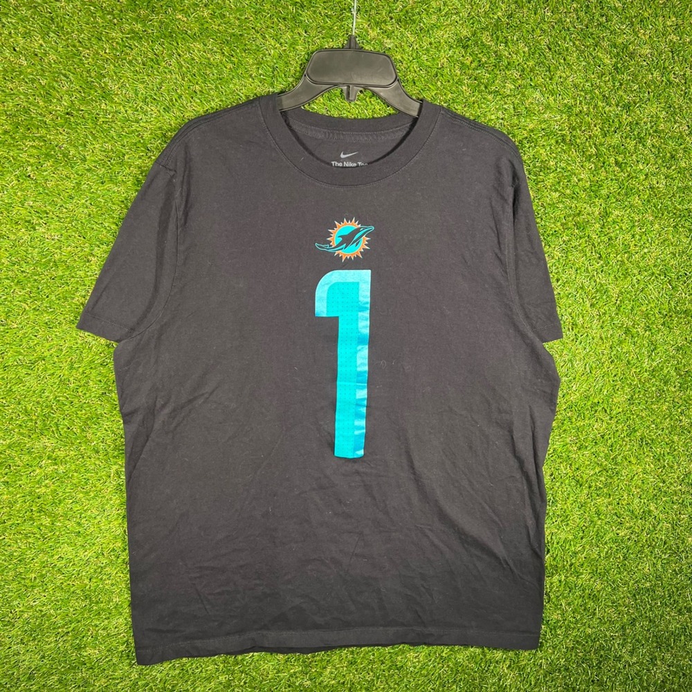 Nike‎ Miami Dolphins Tua Tagovailoa Black Player Graphic T-Shirt Mens XL